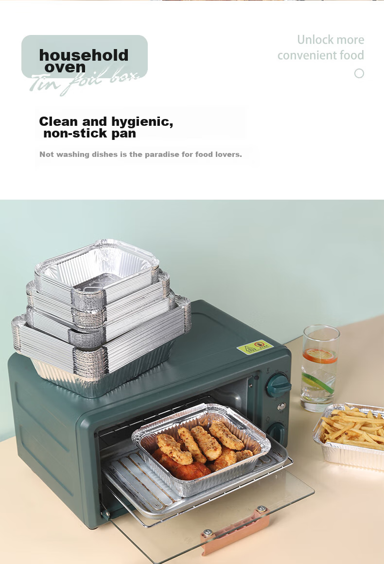 Faxilon Air Fryer And Oven-Specific Aluminum Foil Trays, 1100ml*20 Pieces, Disposable Rectangular Takeout Containers for Baking 7