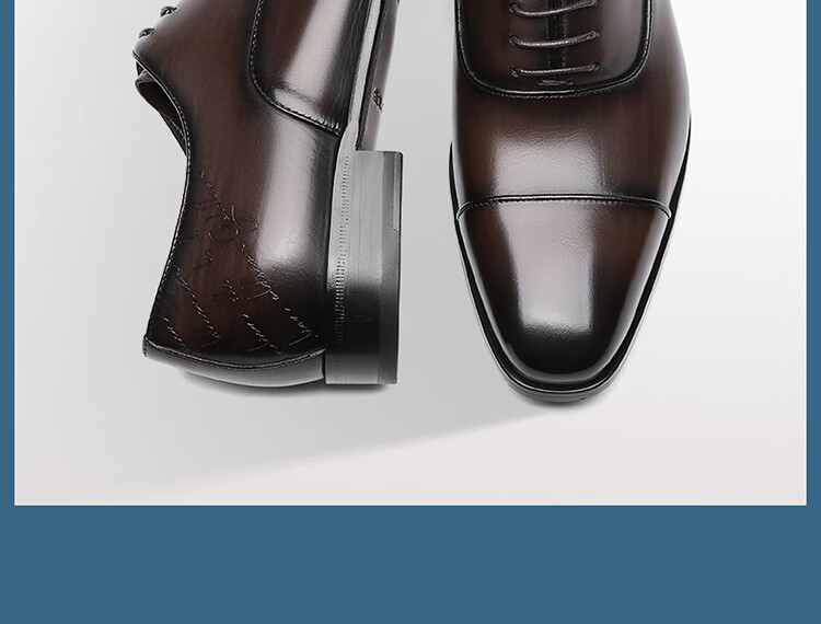 Goldlion Men's Formal Shoes, Fashionable Oxford Shoes, Non-Slip Wear-Resistant Leather Shoes G563410473CCB Brown Size 44 3