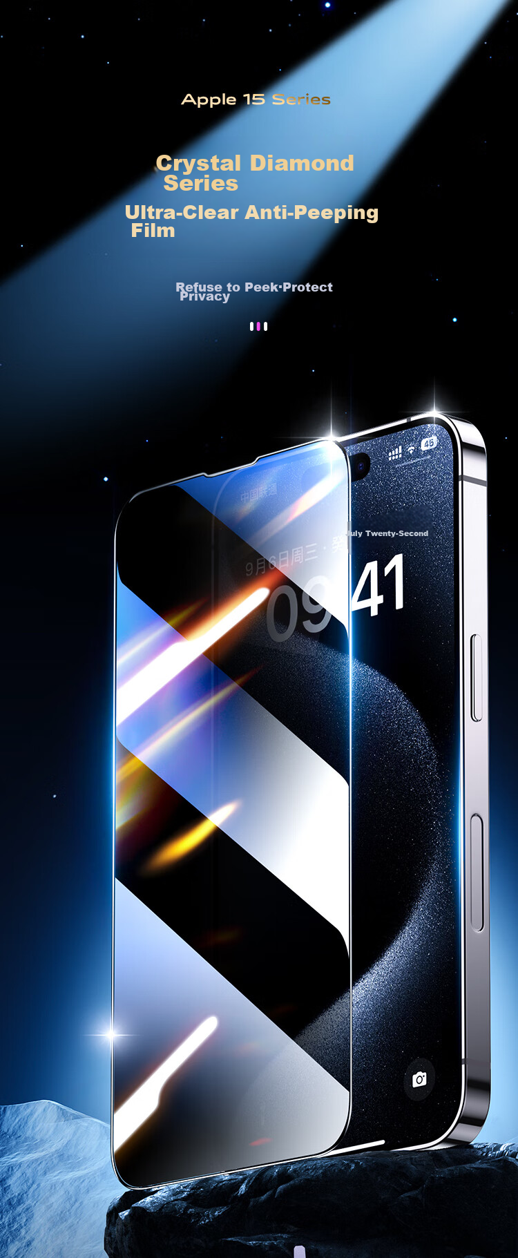 BIAZE [28° Privacy Screen Protector 2 Pieces] Tempered Glass Film for IPhone 15 Pro, High-Definition Anti-Peeping Anti-Fingerprint No White Edge Glass Front Film JM877 1