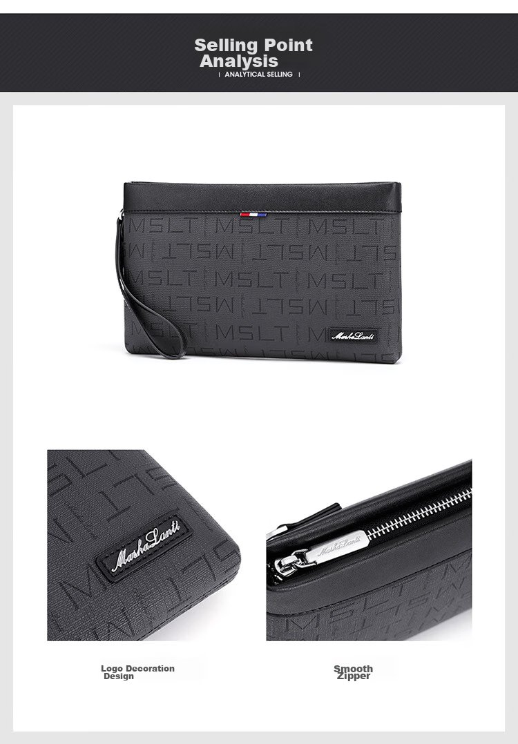 MashaLanti Men's Handbag, Casual Business Clutch, Large Capacity Zipper Pouch, Envelope Bag for Men, Practical Birthday Gift 3