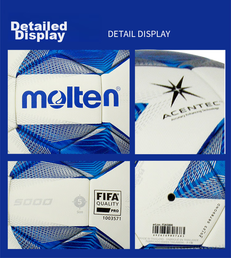 Molten Football Size 5 Standard F5D5000 Competition Model, Hot-Melt Process Latex Inner Liner with Built-In Foam Layer 5