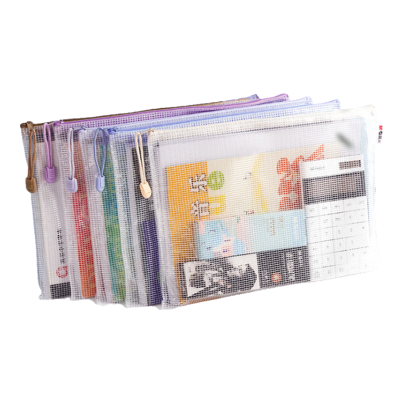 M&G Stationery, Student Subject Pouch A4, Macaron Color Mesh Bag, Zipper Bag, Document Classification Storage Bag, Transparent Exam Paper Bag, Homework Stationery Bag