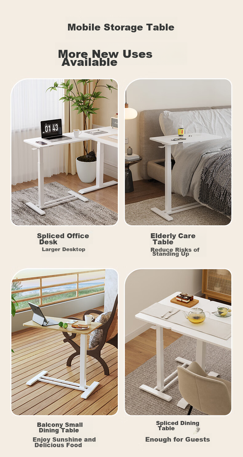 Loctek Bedside Table, Adjustable Height, Laptop Desk for Bed, Movable, Suitable for Home Use, Coffee Table with Flip-Top Design, T06 Elegant White 12