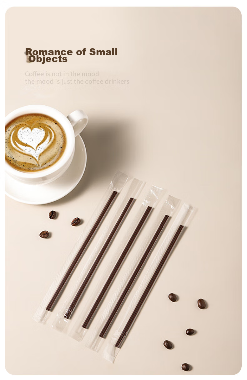 Baicaoyuan Disposable Coffee Stirrers, 18cm Coffee And Hot Drink Plastic Straws, Food-Grade, 200 Pieces Individually Wrapped 17