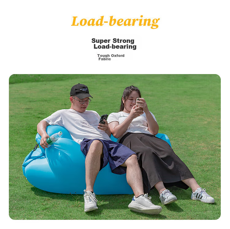 Geshu Outdoor Inflatable Sofa, Camping Chair, Concert And Music Festival Lazy Inflatable Bed, Autumn Picnic Inflatable Lounge Chair with Cushion, Orange 4