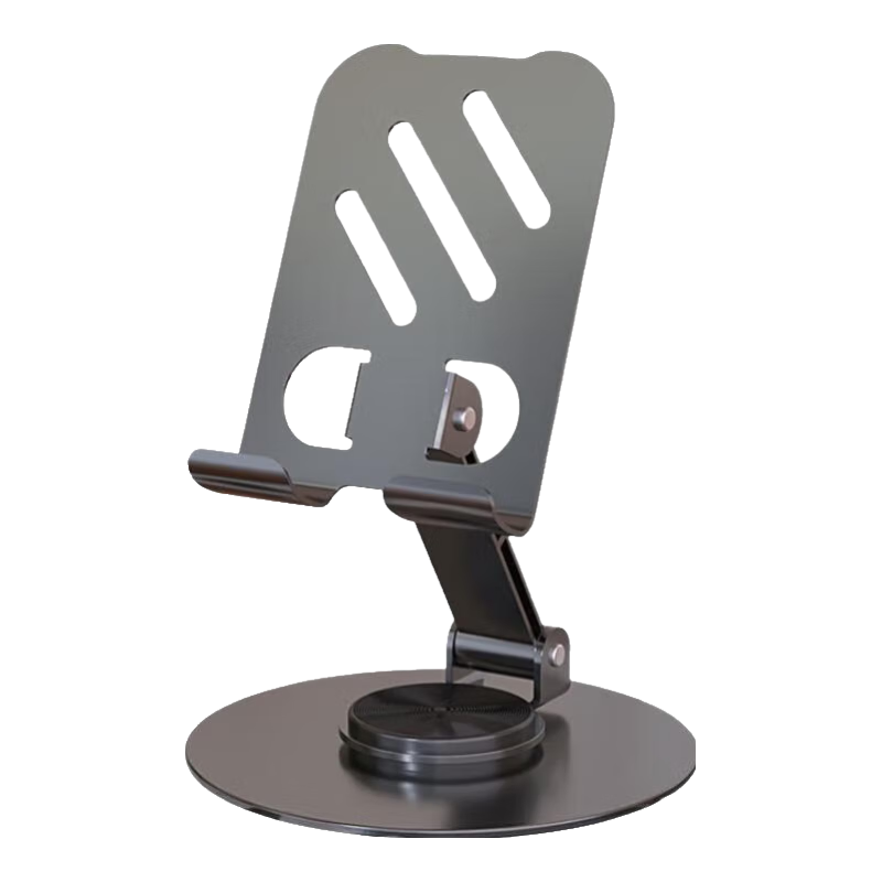 Dipuer Phone Desktop Stand, IPad Tablet Metal Phone Holder, Portable Foldable Adjustable Rotating Stand for Live Streaming, Binge-Watching, Filming, Multifunctional Lazy Phone Stand, Purple