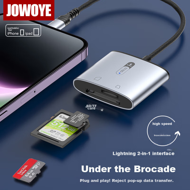 JOWOYE Apple Card Reader TF/SD/CF Memory Card Adapter for Huawei Phones, IPhone 17, Xiaomi Laptops, Keyboards, Mice, DSLR Cameras, Dash Cams, And Surveillance Devices