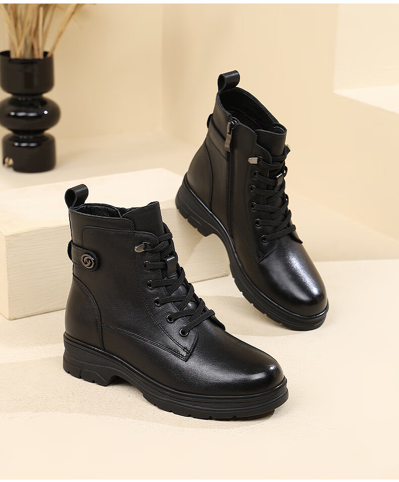 Red Dragonfly High-Top 6-Eyelet Martin Boots Women Fleece-Lined Warm Cotton Short Punk Style Leather Boots WTC434041H 4