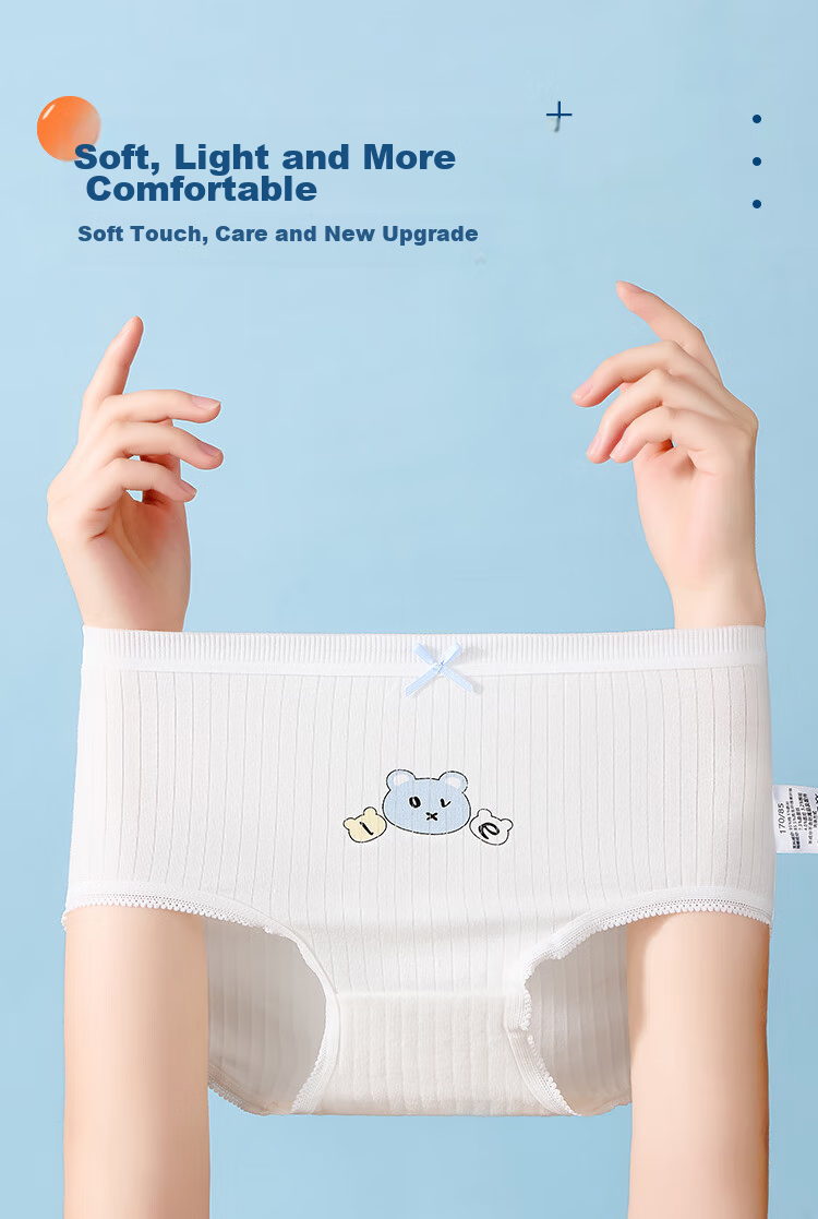 LangSha Girls' Underwear, Class A Pure Cotton Antibacterial Baby Student Triangle Panties, No Wedgie, Young Girls' Shorts, 4-Pack, Size 160 6