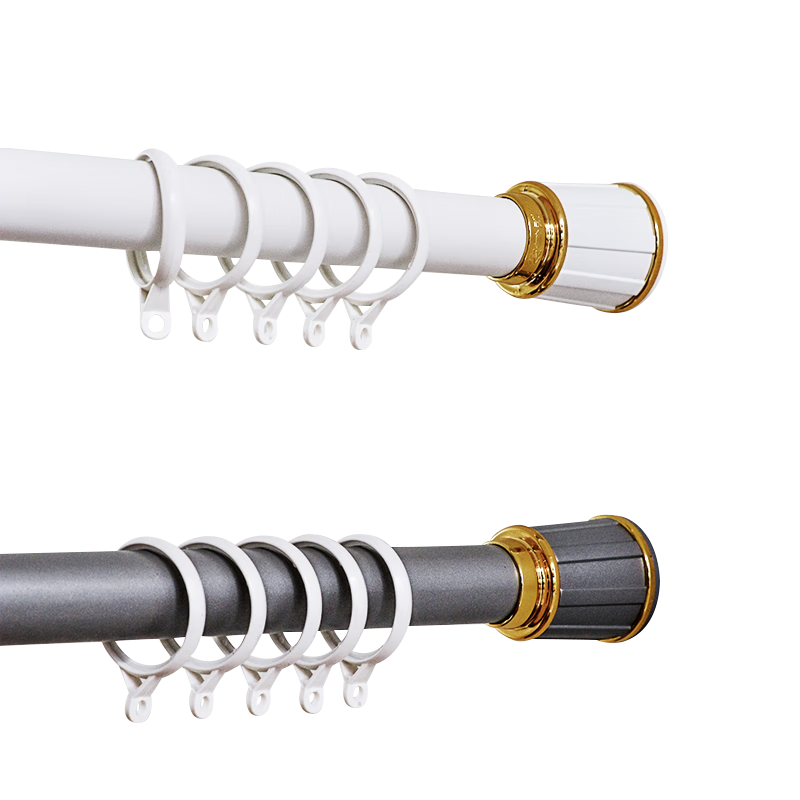 Shuixingjiafang No-Drill Roman Rod Extendable Rod for Curtain Installation, Single Rod Curtain Support, Gray, 2.1-3 Meters
