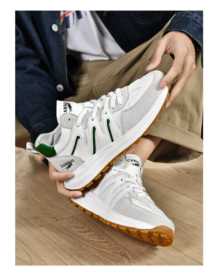 CARTELO Men's Shoes, Spring And Summer Casual Sports Running Hiking Dad Shoes, Travel Sneakers, QH8306, Sand Green, Size 39 29