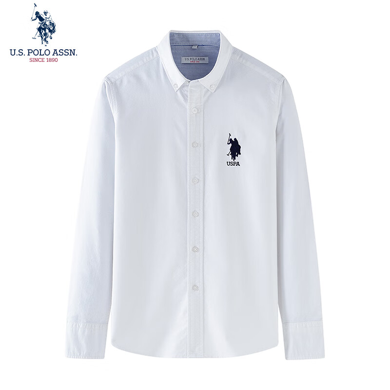 Мужская рубашка U.S. POLO ASSN., летняя деловая повседневная, универсальная хлопковая рубашка, верхняя одежда для мужчин, подарок на День отца, белая, размер L