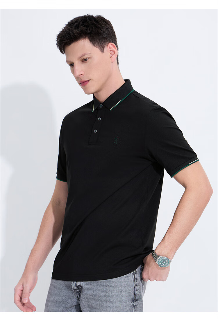 DANCING WOLVES [7A Antibacterial] Summer Business Commute Cool Breathable Men's Short-Sleeve Polo Shirt, White, Size 180 5