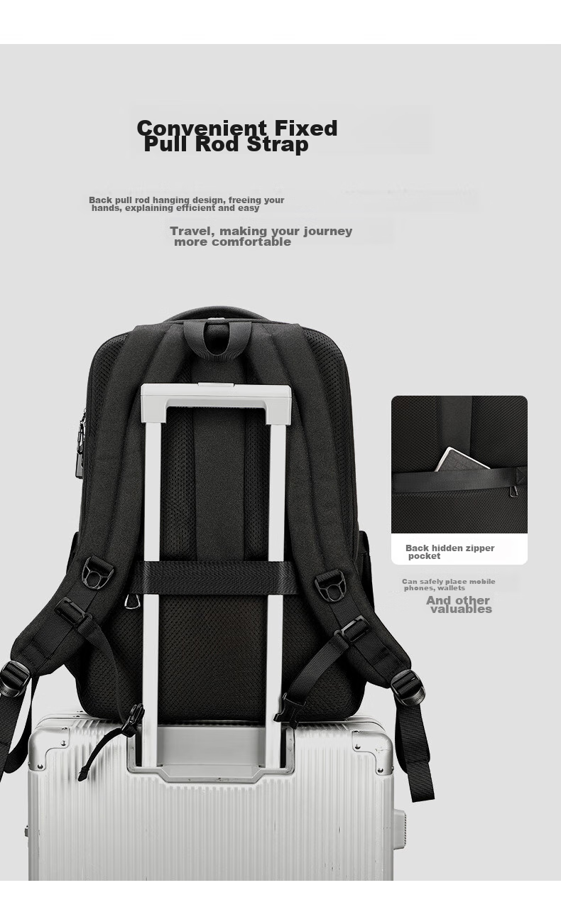 Edison Men's Backpack Business Travel Commute Laptop Bag Water-Resistant Backpack E02-2 Gray 13