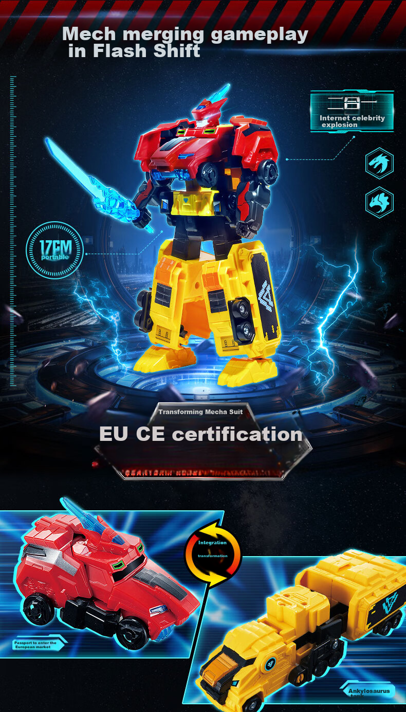 AULDEY Quantum Team Transforming Robot Flash Change Combination Mecha Glory War God Children's Toy, Birthday Gift for Boys 11