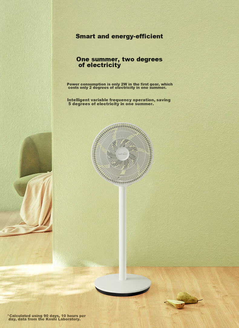 KEHEAL Household Electric Fan Air Circulator, Office Floor-Standing Desktop Dual-Use Low Noise DC Inverter Remote Control Negative Ion R6 9
