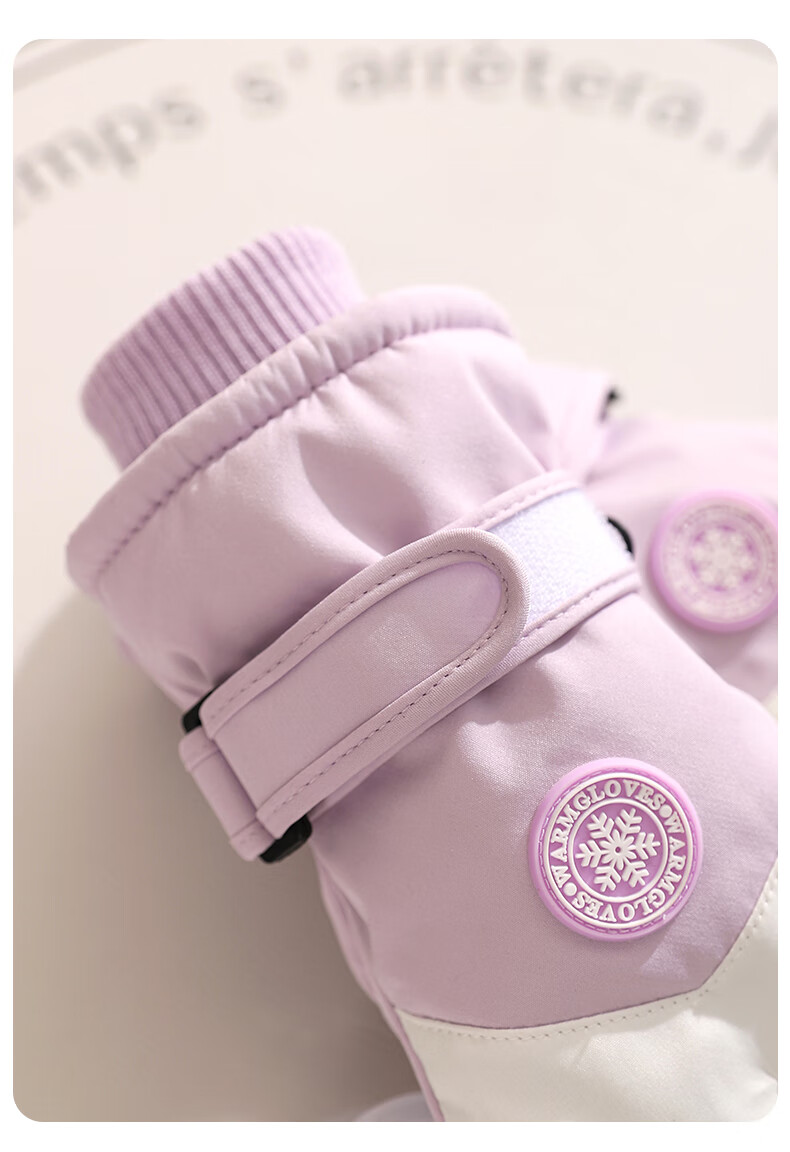 BWNK Winter Ski Gloves for Women, Cold-Resistant Fleece-Lined Warm Gloves for Cycling, Electric Scooter Touchscreen Gloves for Men, Winter Purple And White 3