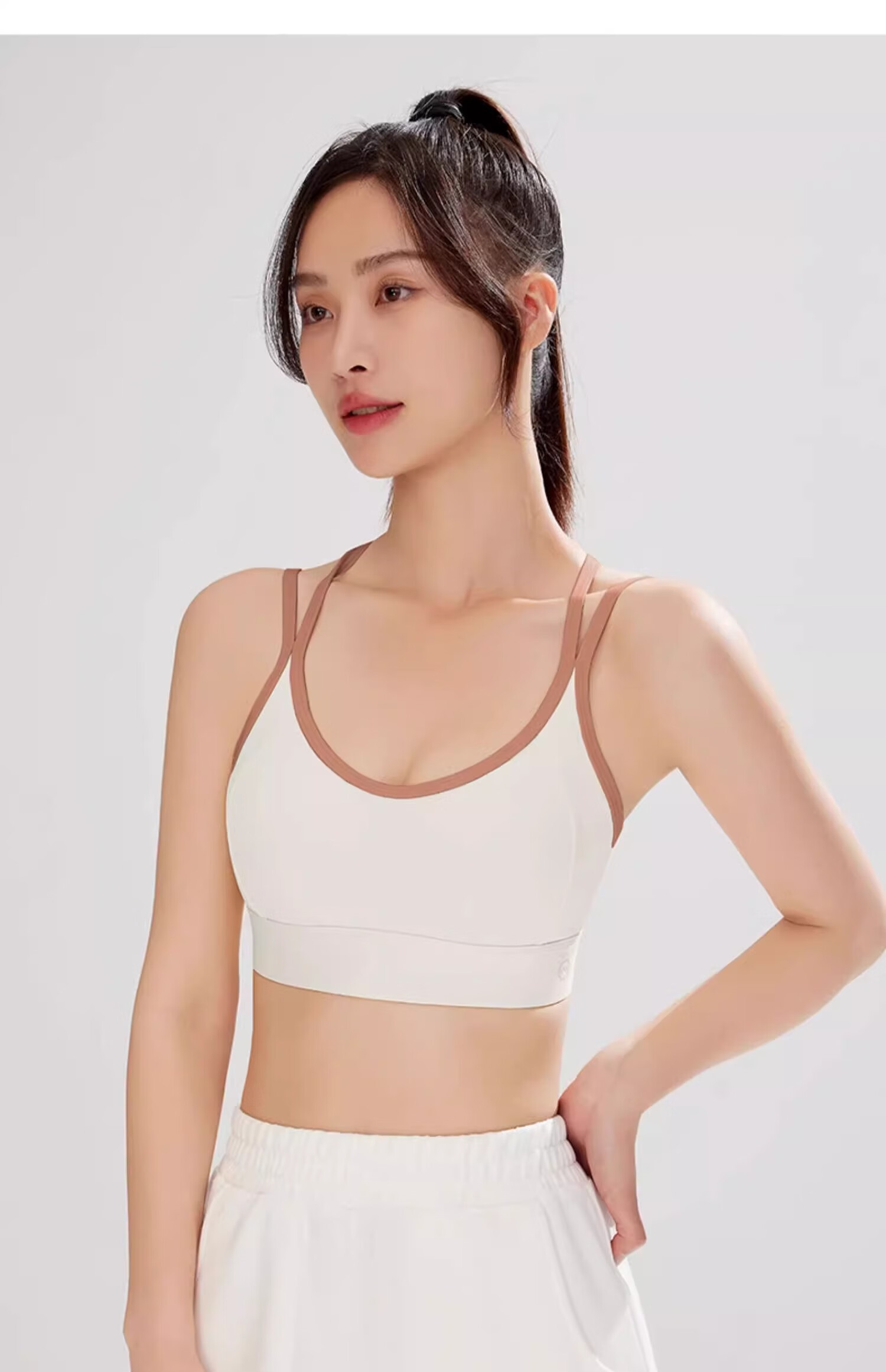 NEVER ME Women's Cross Back Wireless Bra Integrated Fitness Tank Top High-Intensity Yoga Running Shockproof Anti-Sagging 34