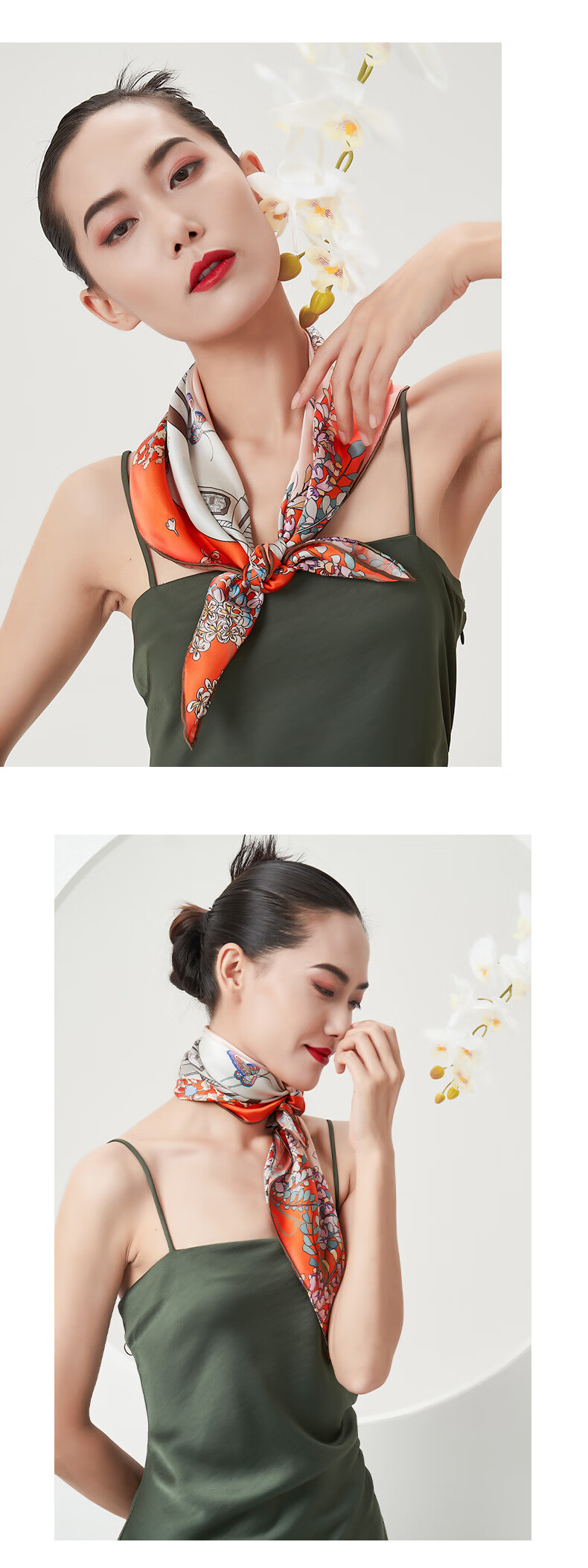 Embroiderer Silk 100% Mulberry Silk Scarf Gift Box Women's Square Scarf for Elders Mom Girls 38 Goddess Festival Gift 4