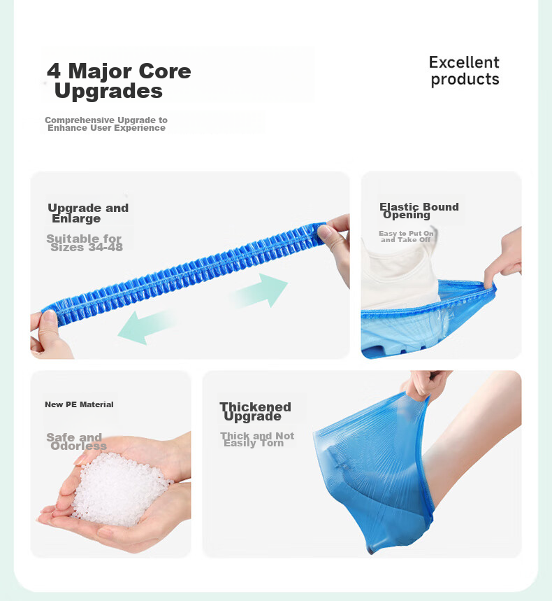 MARYYA Disposable Shoe Covers, Thickened, 100 Pieces, Large Size, Reusable, for Home And Computer Room Use, Waterproof And Dustproof Foot Covers 2