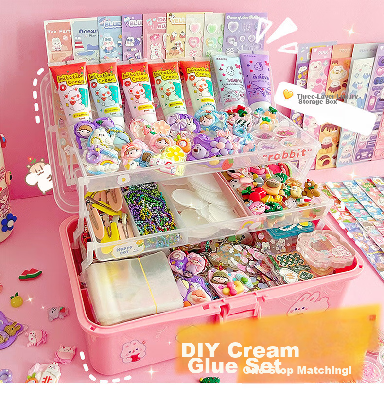 Danmiqi Cream Glue Guka Stickers Complete Set, Children's DIY Handmade, Girls' Pretend Play Toys, Gift Box, Birthday Present 1