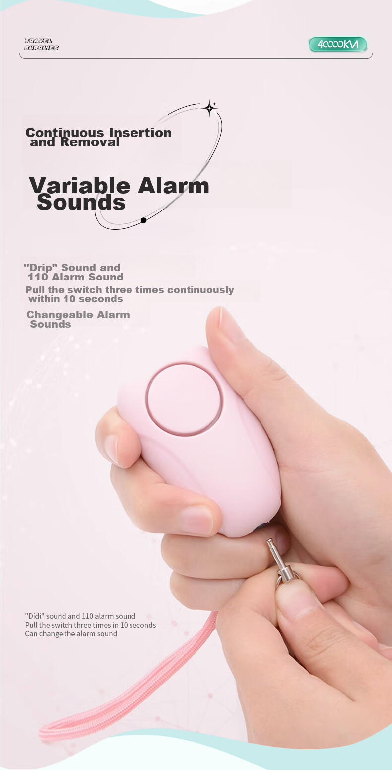 Siwangongli Self-Defense Alarm, Women's Anti-Wolf Device, Strobe Flashlight, Emergency Call Button, Female Protection Gear, SW7530, Ice Blue 6