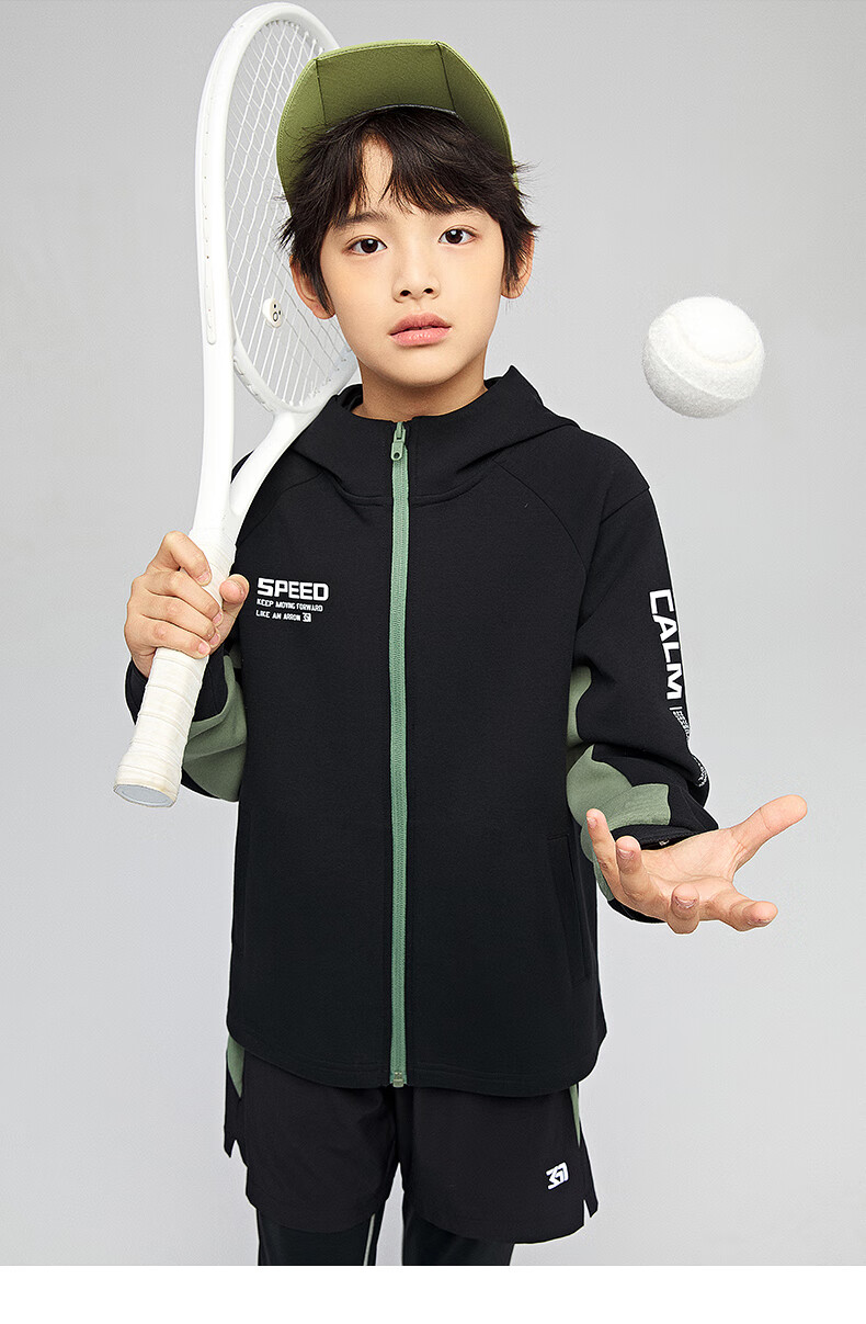 361° Children's Clothing, Boys' Hooded Knit Sports Jacket for Spring And Autumn, Orange, Size 150 4