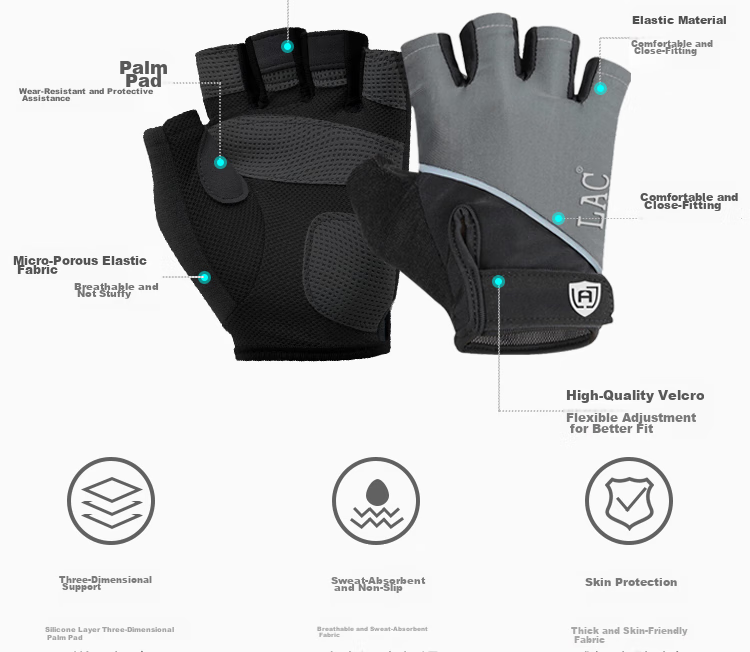 LAC Sports Gloves for Men And Women, Fitness Training Gloves, Non-Slip Protective Half-Finger Breathable Gloves, Silver Gray, Size L 4