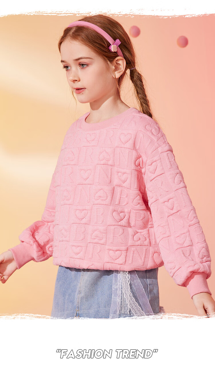 ASK JUNIOR Children's Clothing, Girls' Sweatshirt, Autumn Wear for Older Kids, Casual Fashion Printed Pullover Top, Pink, Size 160 13