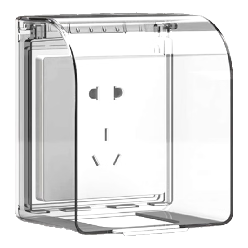 FDD 86-Type Self-Adhesive Raised Socket Waterproof Cover, Splash-Proof Box, Smart Power Socket Waterproof Case, Protective Cover, White Transparent Single Raised Waterproof Box
