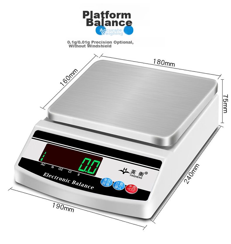 Yingheng High-Precision Electronic Balance Scale, Accurate Electronic Gram Scale, Laboratory Small Platform Scale, Jewelry Electronic Scale, Round 1kg0.01g 20