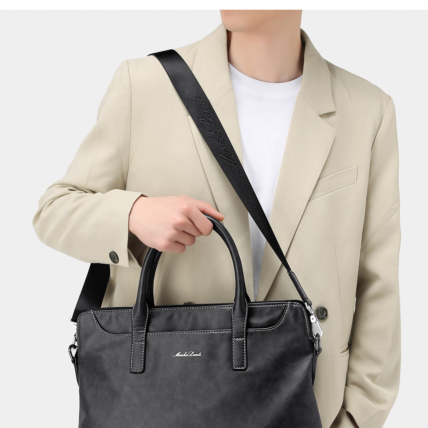 MashaLanti Men's Business Briefcase, Large Capacity Laptop Bag, Handbag for Travel, Shoulder Crossbody Bag, Practical Father's Day Gift 4