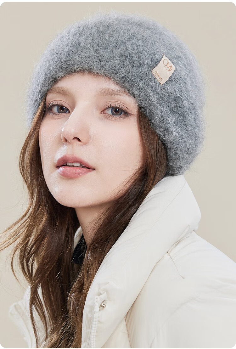 JIUMU Alpaca Wool Warm Knit Hat, Autumn And Winter Knitted Cap, Cold Hat, Winter Hat, Outdoor Ear Protection Hat for Women in Cold Weather 21