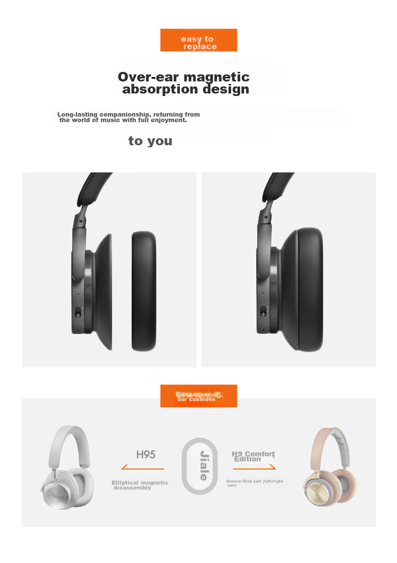 B&O Beoplay H95 Wireless Bluetooth Headphones, Over-Ear Active Noise Cancelling Earphones, B&O Gaming Headset, Gold Color, Mid-Autumn Festival Gift [Gong Jun Endorsed] 8