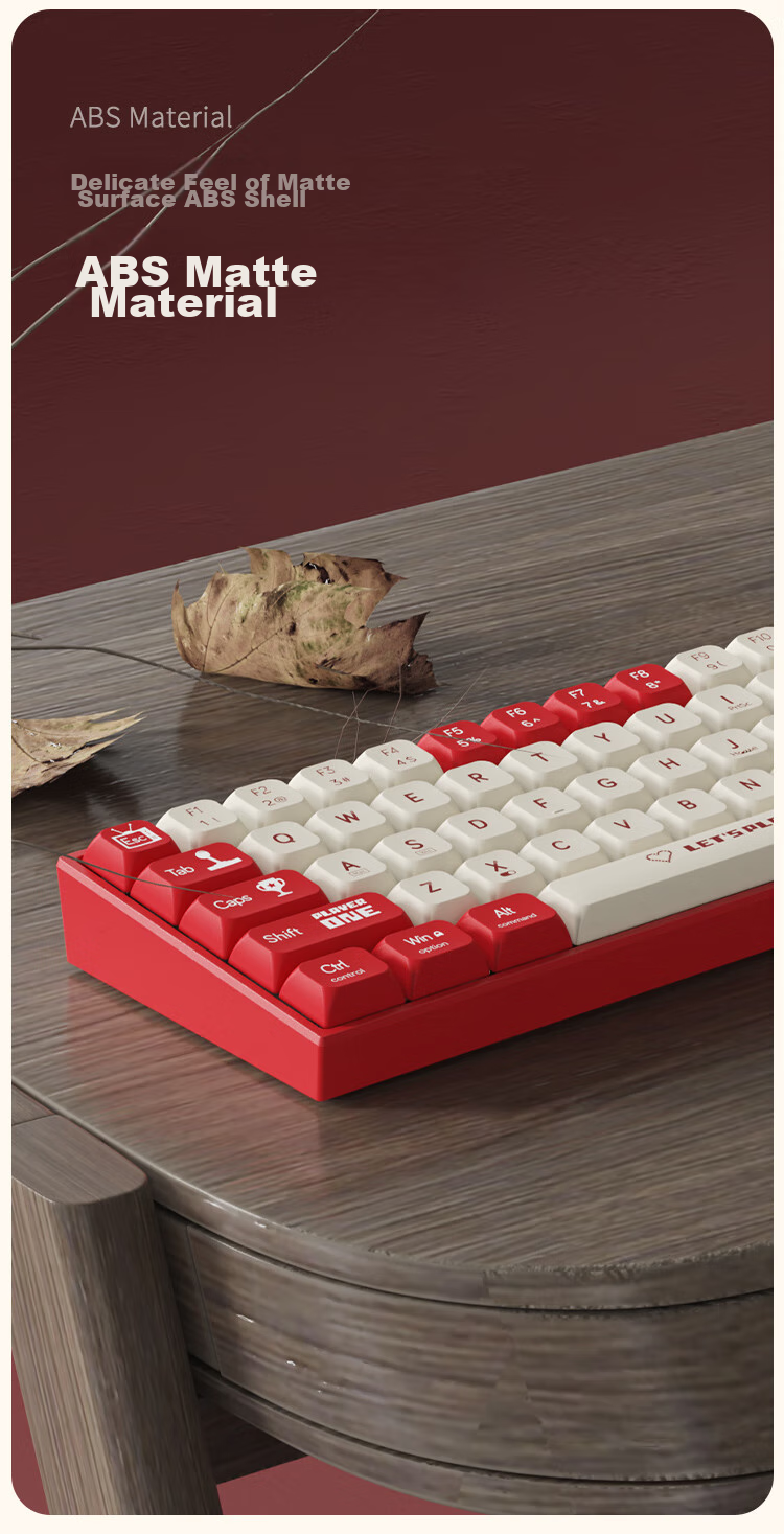 AJAZZ AK680 Wired Mechanical Keyboard, Dual-Color Keycaps, 68 Keys, Full Hot-Swappable, Customizable Mechanical Keyboard, Mixed Colorful Lighting Effects, Portable And Compact, Gray-White, Red Switches 8