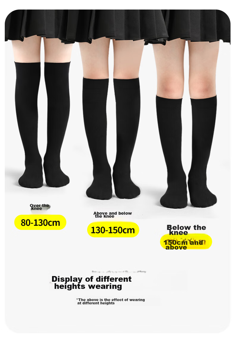 Barbie Children's Mid-Calf Socks, Girls' Thin White Socks for Spring And Autumn, Boys' Black Over-Knee High Socks 12