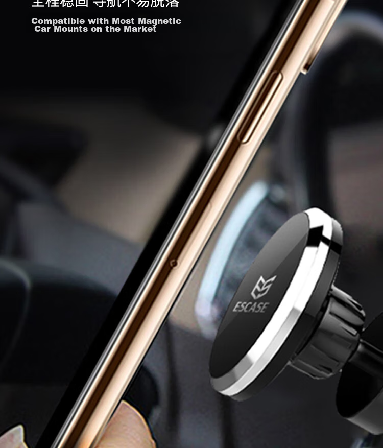 ESCASE Wireless Charging Magnetic Ring MagSafe Phone Stand Rectangular Magnet Back Sticker Suction Cup Compatible with Apple Huawei Xiaomi Samsung Universal Instant IPhone 15 Converter 5