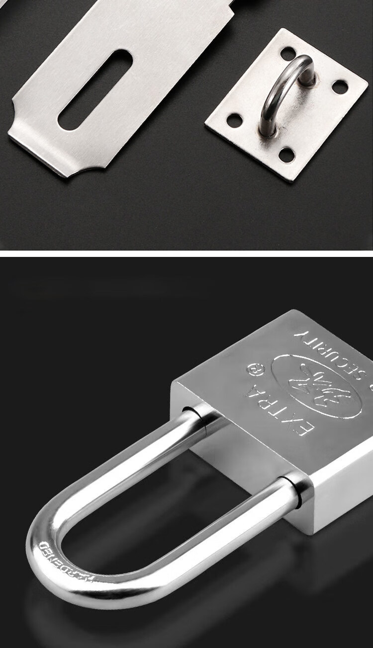 Dipuer Thickened Stainless Steel Lock Latch Bolt Door Bolt, Old-Style Padlock Latch, Right-Angle Door with Lock Nose 8