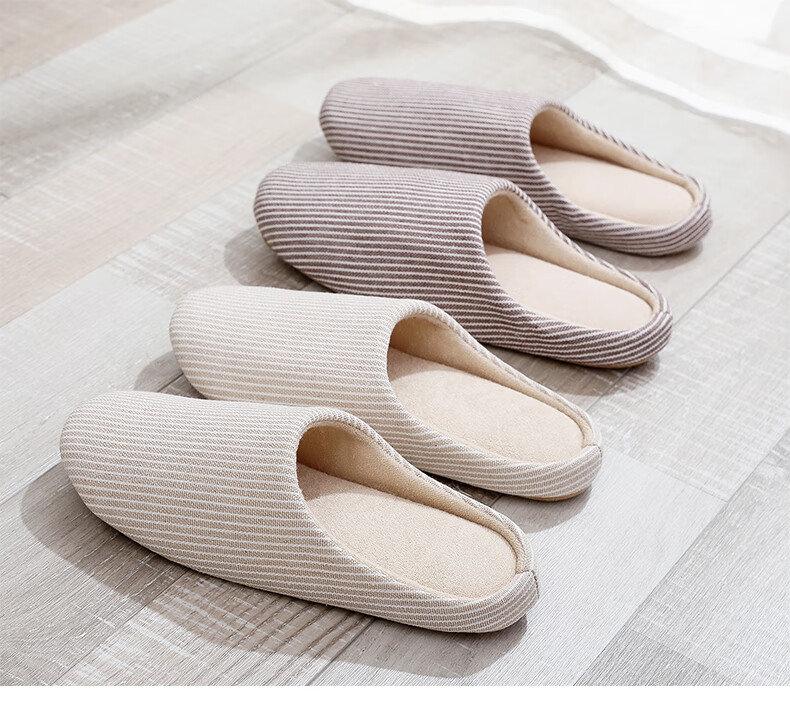 GUOLUOFEI Japanese-Style Home Indoor Spring And Autumn Slippers for Men And Women, Non-Slip Floor, Quiet Breathable Floor Slippers, Beige 36-37 7