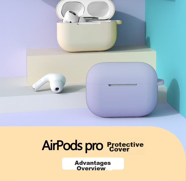 ESCASE AirPods Pro Protective Case, Apple Wireless Bluetooth Earphone Anti-Slip Cover, Shockproof Liquid Silicone Slim Storage Box with Hook, Anti-Fingerprint, Black 2