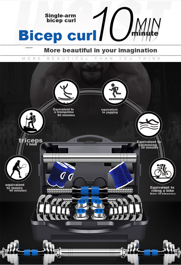Chengyue Dumbbell And Barbell Set, 15kg Electroplated, Adjustable And Detachable Fitness Equipment for Men And Women, CY-166 Model 7