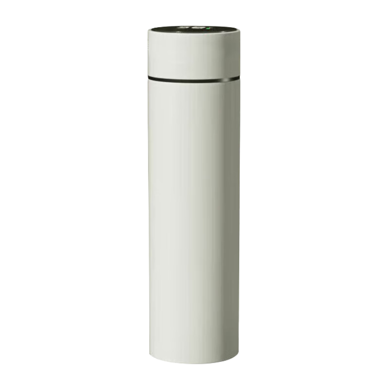 IJARL Temperature-Displaying 304 Stainless Steel Inner Liner Insulated Mug, Tea Infuser Cup, Business Portable Car Office Cup, White 500ml