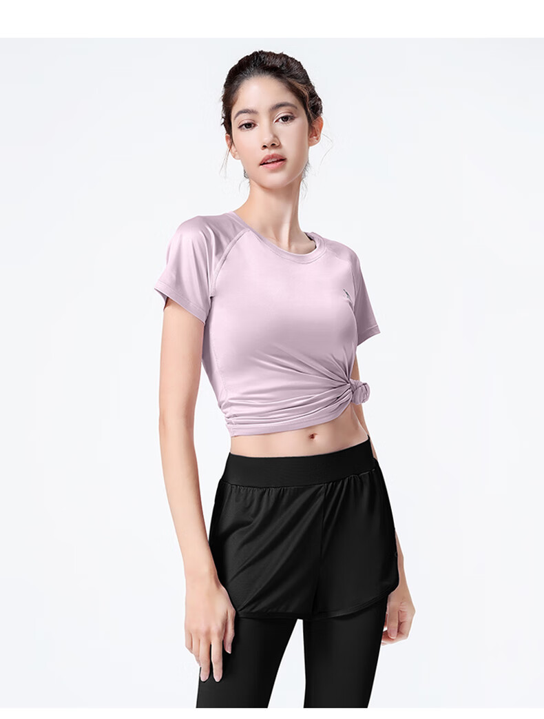 CAMEL Women's Sportswear Set, New Yoga Fitness Pilates Elastic Short-Sleeve Top And Long Pants, Anti-Exposure Two-Piece Athletic Outfit 20