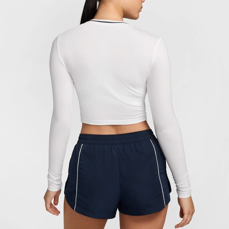 NIKE Spring And Summer Women's Long-Sleeve Round Neck T-Shirt, Sports Casual, Fitted Top FZ2859-100 White M 3