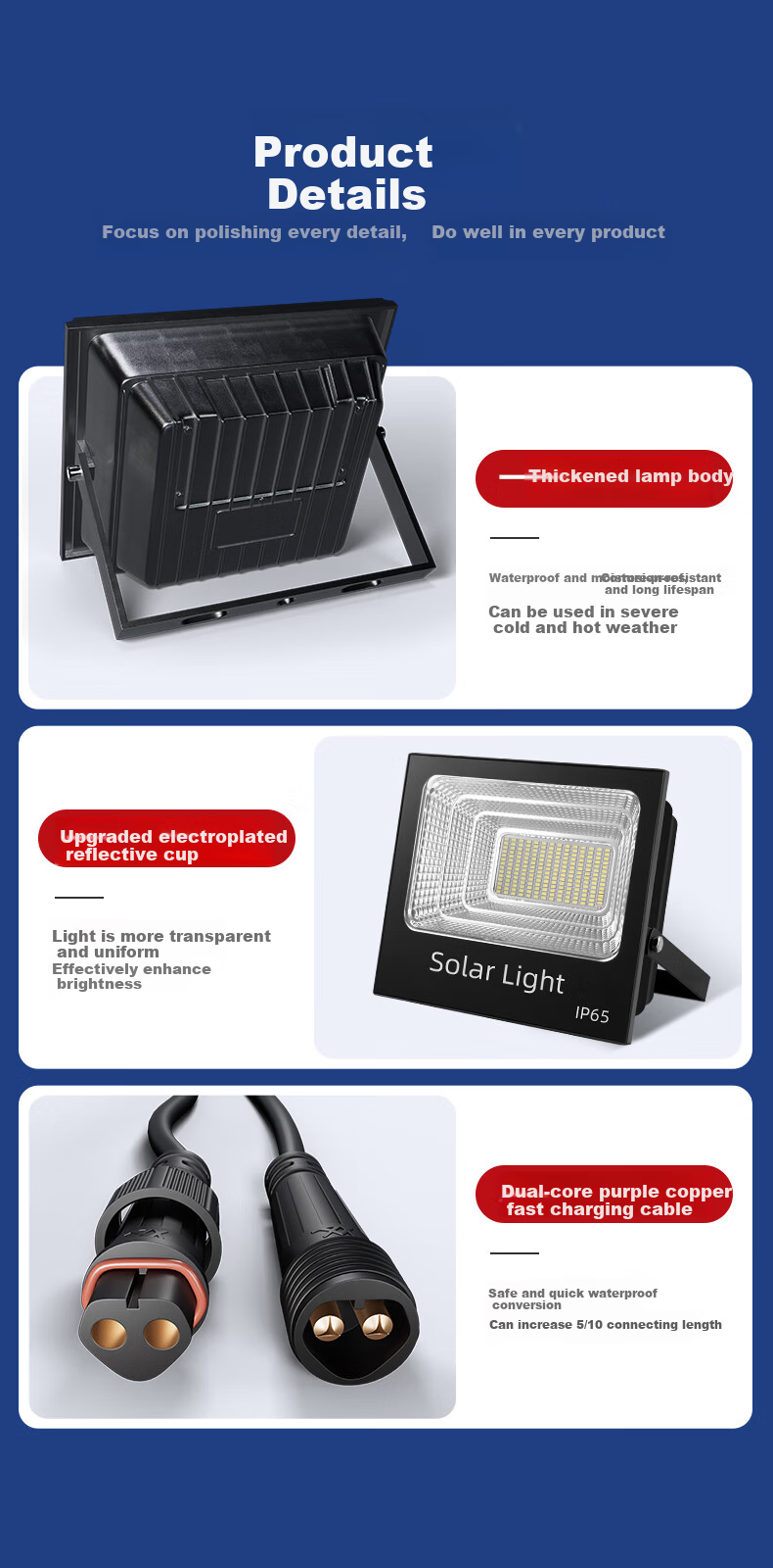 Xiangzhe Solar Outdoor Motion Sensor Light, Garden Lamp, Home Street Light, 1500-W with 5-Meter Cable 15