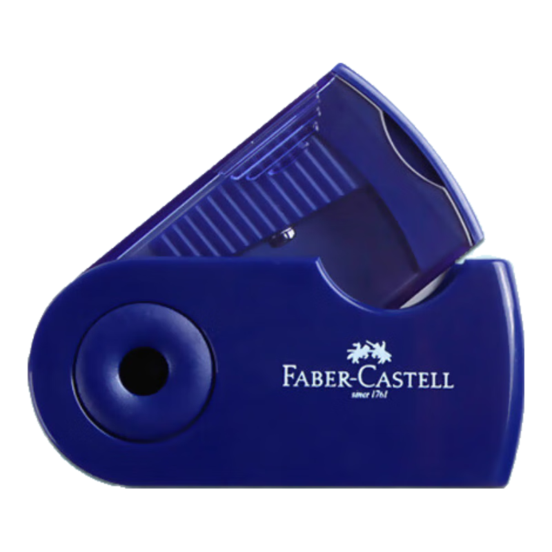 Faber-Castell Single-Hole Pencil Sharpener, Sketching Sharpener, Manual Rotary Pencil Sharpener for Elementary School Students - 182711 Blue
