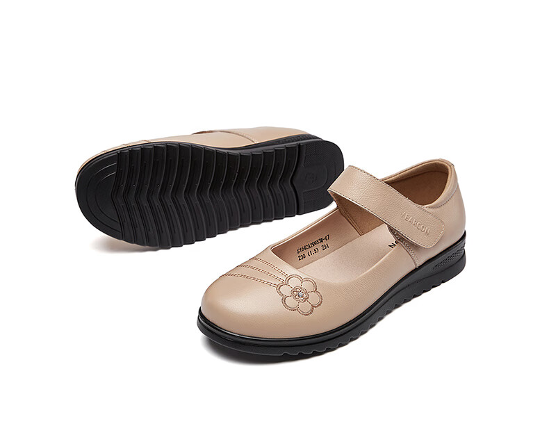 Yierkang Mom Shoes Soft Sole Comfortable Middle-Aged Elderly Women's Single Large Size Shoes 26555W Beige 36 14