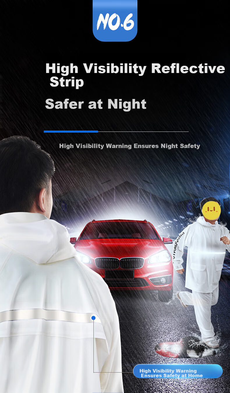 Zhaoshen Raincoat Set, Full-Body Protection against Heavy Rain, Adult Two-Piece Outdoor Construction Site Safety Reflective Raincoat, Double Pockets And Sleeves, Small Size 16