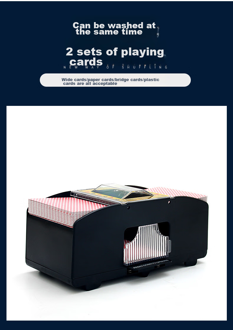 Huasheng Electric Card Shuffler, Plastic Two-Deck Shuffler for Table Games, Can Only Shuffle Cards 7