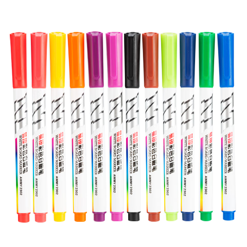 M&G Colored Whiteboard Markers, 12 Colors Single-Tip Erasable Drawing Pens, Children's Kindergarten Drawing, Office Teaching Conference Student Stationery, 12 Pieces AWMY2310